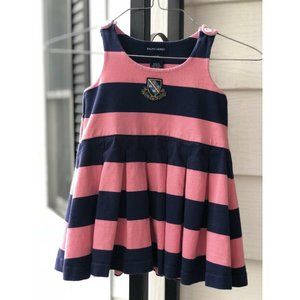 ❤️ - Ralph Lauren Girls 24 Mo Navy Blue Pink Rugby